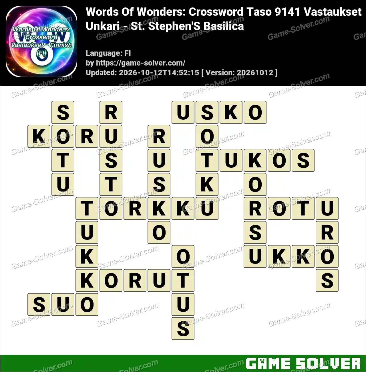 Words Of Wonders: Crossword Taso 9141 Vastaukset – Unkari – St. Stephen’S Basilica